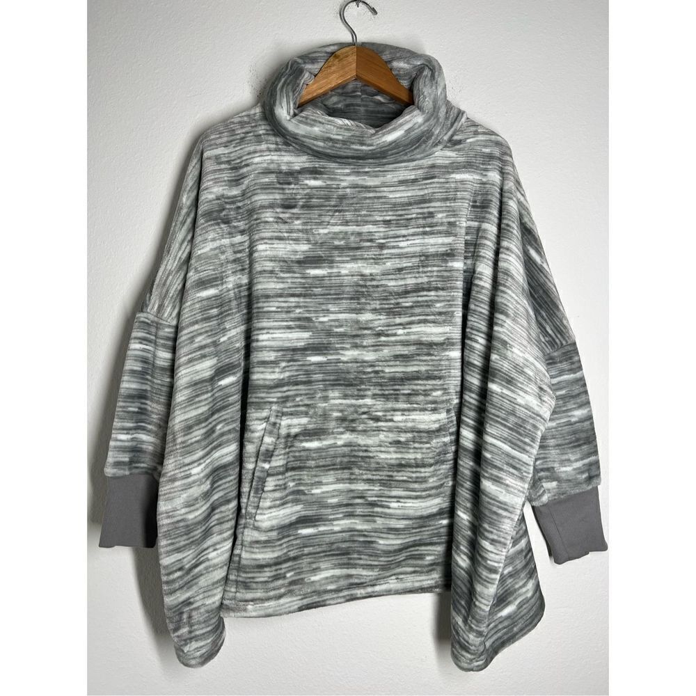 HUE Abstract Tweed Fleece Jacket Hoodie Free Size ( S-XXL) Gray/Dark Gray